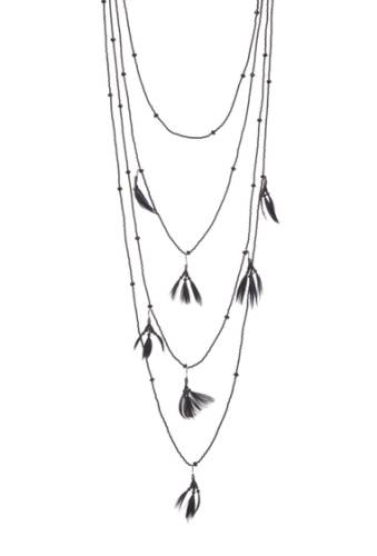 Bijuterii femei valentino beaded feather drop multi-strand necklace nerojet