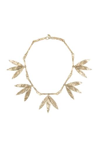 Bijuterii femei valentino hammered leaves necklace antique platinum