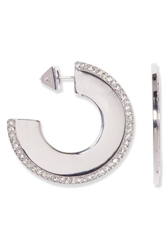 Bijuterii femei vince camuto crystal trim hoop earrings silver