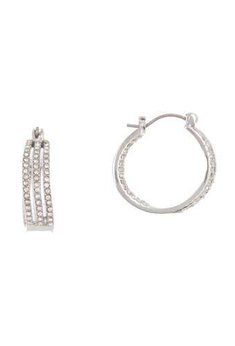 Bijuterii femei vince camuto tripe row staggered crystal pave hoop earrings silver 01