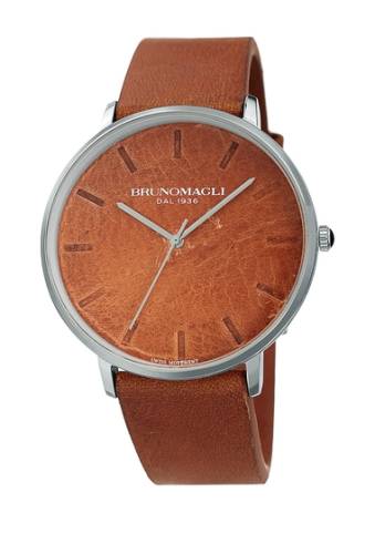 Ceasuri barbati bruno magli mens roma 1163 leather strap watch 42mm x 45mm no color