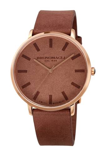 Ceasuri barbati bruno magli mens roma 1163 leather watch 42mm no color