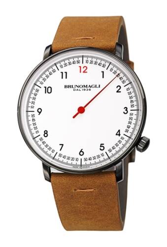 Ceasuri barbati bruno magli mens roma fiero leather strap watch 43mm brown