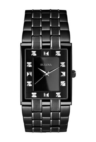 Ceasuri barbati bulova mens diamonds collection bracelet watch 30mm - 003 ctw black
