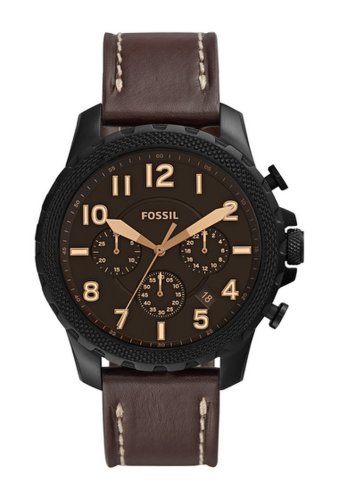 Ceasuri barbati fossil mens bowman chronograph brown leather watch 46mm no color