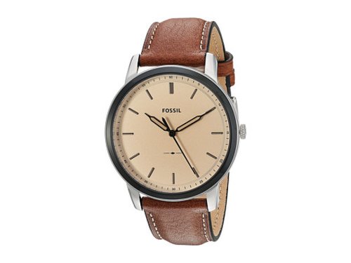 Ceasuri barbati fossil minimalist three-hand watch fs5619 silver brown leather
