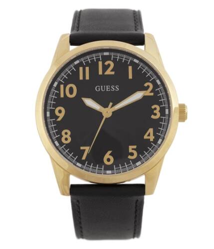 Ceasuri barbati guess black and gold-tone leather analog watch silvernavy