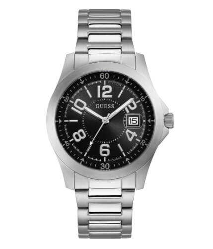 Ceasuri barbati guess black and silver-tone analog watch silver