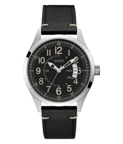 Ceasuri barbati guess black and silver-tone multifunction watch no color
