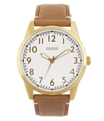 Ceasuri barbati guess brown and gold-tone leather analog watch browngold