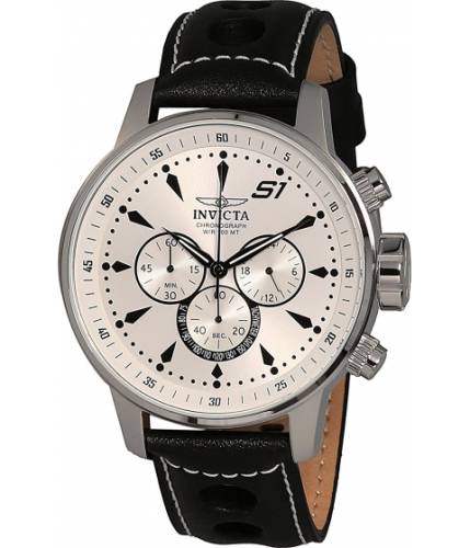 Ceasuri barbati invicta watches invicta 23599 men\'s s1 rally silver dial black leather strap chronograph watch silverblack