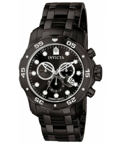 Ceasuri barbati invicta watches invicta men\'s 0076 pro diver collection chronograph black ion-plated stainless steel watch blackblack