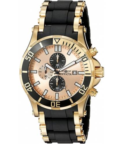 Ceasuri barbati invicta watches invicta men\'s 1478 sea spider chronograph gold dial black polyurethane watch goldblack