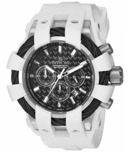 Ceasuri barbati invicta watches invicta men\'s \'bolt\' quartz stainless steel and silicone casual watch colorwhite (model 23856) blackwhite