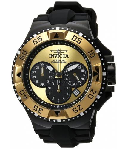 Ceasuri barbati Invicta Watches invicta men\'s \'excursion\' quartz stainless steel and silicone casual watch colorblack (model 23046) goldblack
