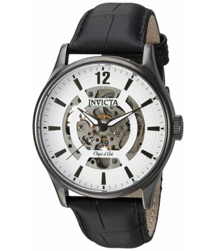Ceasuri barbati invicta watches invicta men\'s \'objet d art\' automatic stainless steel and leather casual watch colorblack (model 22597) whiteblack