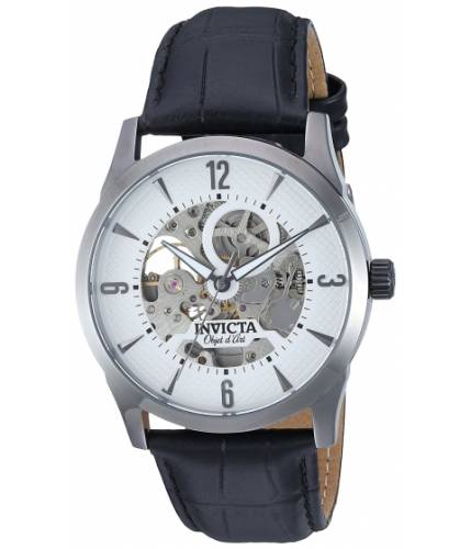 Ceasuri barbati invicta watches invicta men\'s \'objet d art\' automatic stainless steel and leather casual watch colorblack (model 22638) whiteblack