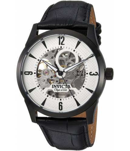 Ceasuri barbati invicta watches invicta men\'s \'objet d\'art\' automatic stainless steel and leather casual watch colorblack (model 22639) silverblack