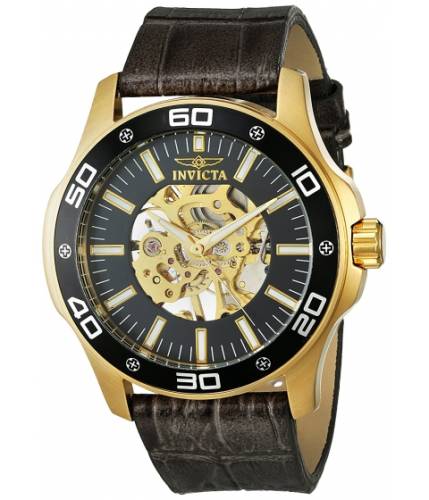 Ceasuri barbati invicta watches invicta men\'s \'specialty\' mechanical hand wind gold-tone and leather casual watch colorgrey (model 17261) blackgrey