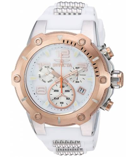 Ceasuri barbati invicta watches invicta men\'s \'speedway\' quartz stainless steel and silicone casual watch colorwhite (model 22513) mother of pearlwhite