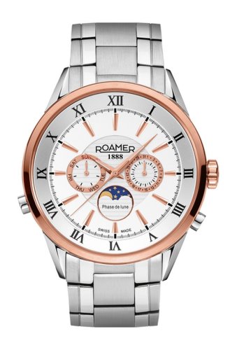 Ceasuri barbati roamer mens superior moonphase two-tone bracelet watch white