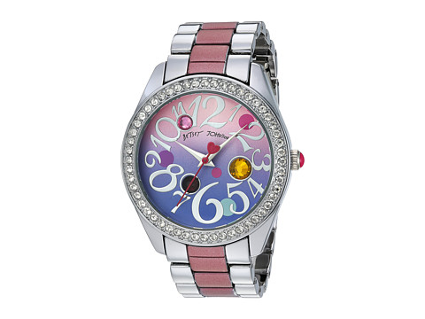 Ceasuri femei betsey johnson crystal dots pink ombre watch silver