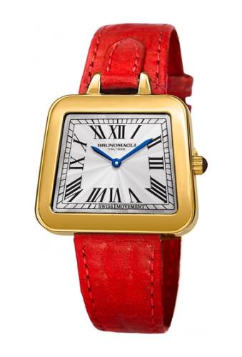 Ceasuri femei bruno magli womens emma 1141 leather strap watch 34mm red