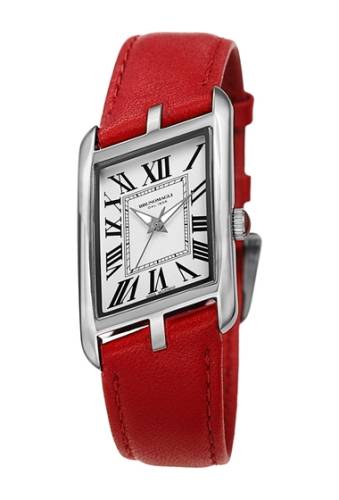 Ceasuri femei bruno magli womens sofia 1421 asymmetrical case leather strap watch 24mm red