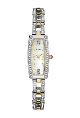 Ceasuri femei bulova womens analog quartz crystal bracelet watch 15mm two-tone