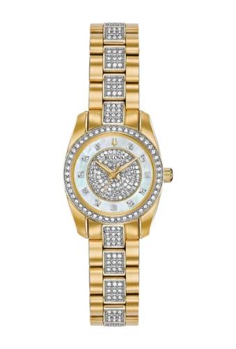 Ceasuri femei bulova womens analog quartz swarovski crystal bracelet watch 235mm gold-tone