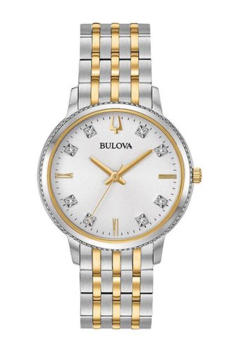 Ceasuri femei bulova womens classic diamond bracelet watch 32mm - 002 ctw two-tone
