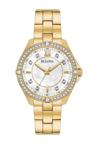 Ceasuri femei bulova womens crystal pave bracelet watch 35mm gold-tone