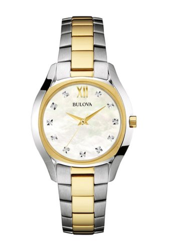 Ceasuri femei Bulova womens diamond accented analog quartz bracelet watch 32mm - 003 ctw two-tone