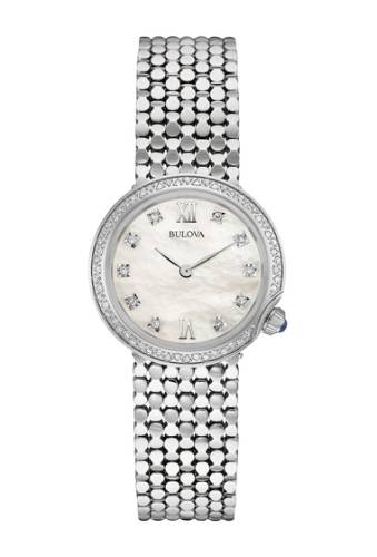 Ceasuri femei bulova womens maiden diamond bracelet watch 28mm - 016 ctw silver-tone