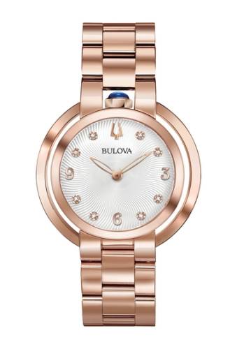 Ceasuri femei bulova womens rubaiyat diamond bracelet watch 35mm - 002 ctw gold-tone