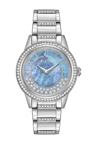 Ceasuri femei bulova womens turnstyle crystal accent watch 325mm silver blue