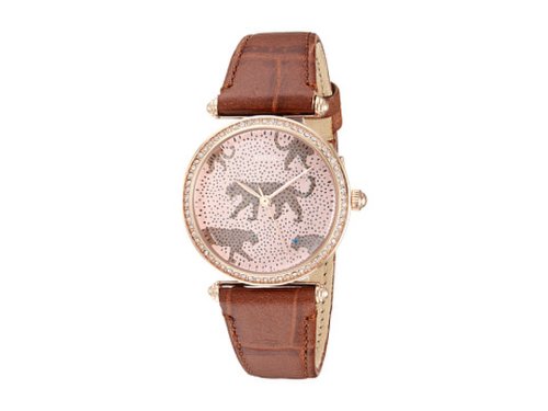 Ceasuri femei fossil lyric three-hand watch es4683 rose gold brown croco leather