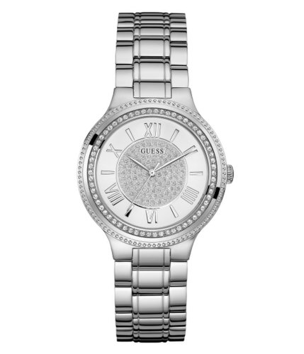 Ceasuri femei guess silver-tone stainless steal analog watch silver
