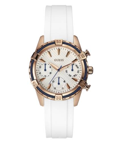 Ceasuri femei guess white and rose gold-tone multifunction watch silvernavy