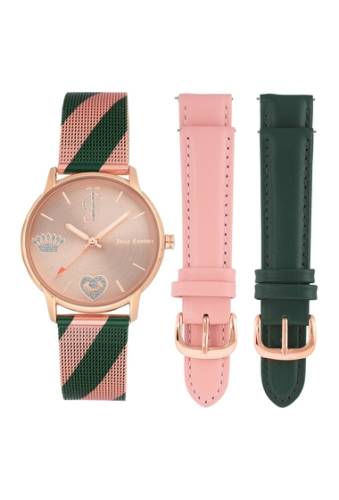 Ceasuri femei juicy couture womens multi-colored mesh bracelet watch with 2 interchangeable leather straps 36mm colored