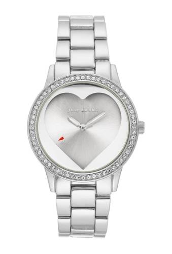Ceasuri femei juicy couture womens pave crystal heart dial bracelet watch 36mm no color