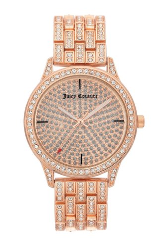 Ceasuri femei juicy couture womens rose gold-tone pave crystal bracelet watch 38mm no color