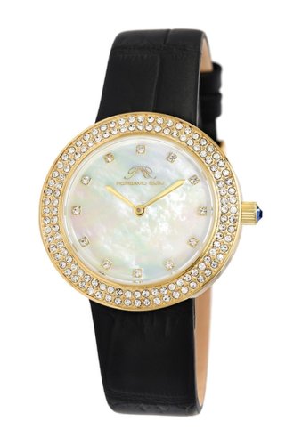 Ceasuri femei porsamo bleu womens larissa crystal leather strap watch 35mm gold-black