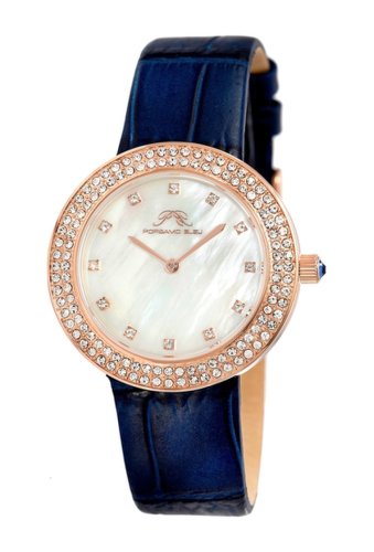 Ceasuri femei porsamo bleu womens larissa crystal mother of pearl croc embossed leather strap watch 35mm rose bleu