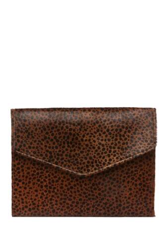 Genti femei aimee kestenberg mandy leather envelope sleeve clutch brown cheetah haircalf