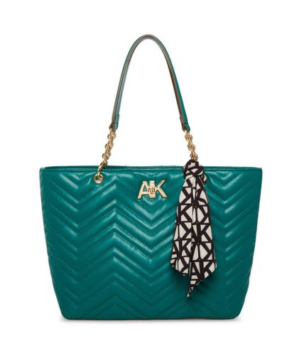 Genti femei ak anne klein quilted chain tote with turnlock emerald