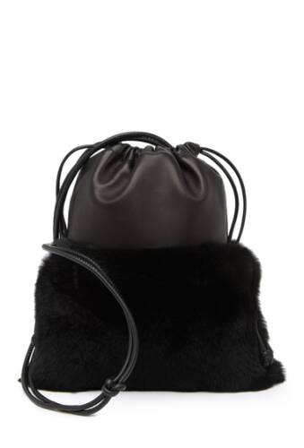 Genti femei alexander wang ryan mini genuine rabbit fur leather shoulder bag black