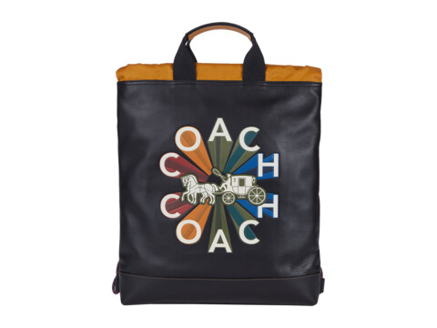 Genti femei coach terrain drawstring backpack in colorful coach motif black multi