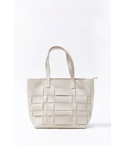 Genti femei forever21 basketwoven tote bag ivory