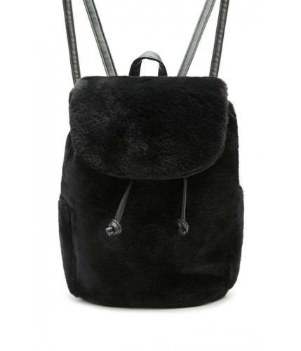 Genti femei forever21 faux fur backpack black